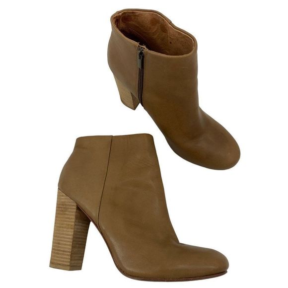 Womens Joie Size 2277 Booties Leather Zip Standed High Heel EUC 2277 Tan Sz 9 - Picture 1 of 12